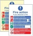 Multi-lingual fire action manual lift Sign (1436)