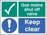 Gas mains shut off valve keep clear Sign (6035)