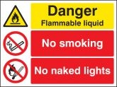 Danger flammable liquid no smoking no naked lights Sign (6205)