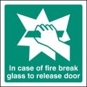 Break Glass To Release Door Sign