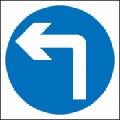 Turn Left Ahead Sign (609)