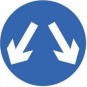 Vehicles May Pass Either Side Sign (611)