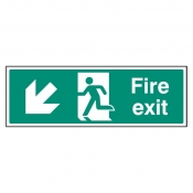 Fire Exit Down & Left Sign