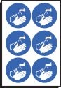 Wash hands symbol 65mm dia - sheet of  6