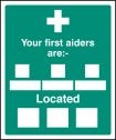 Your First Aiders Are Located Sign