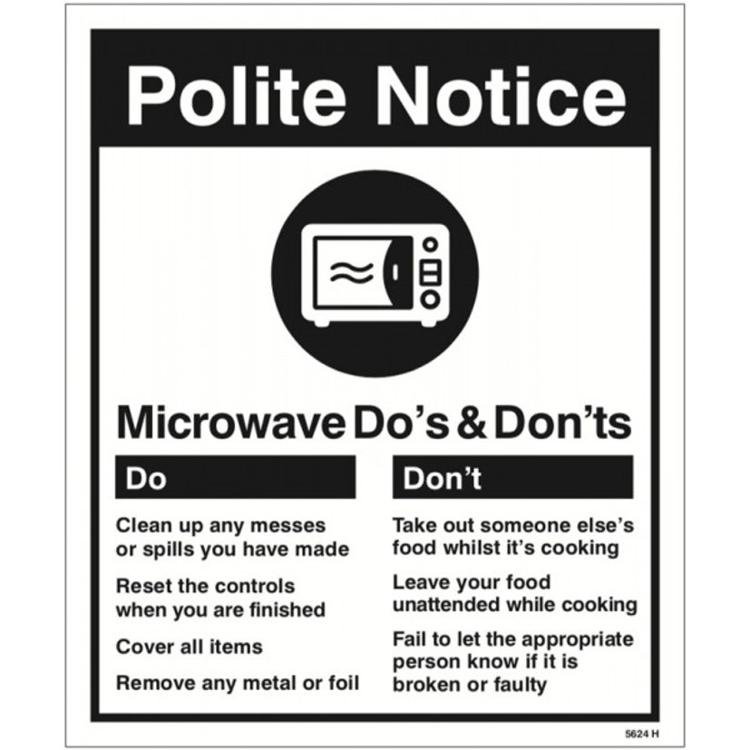Microwave - Dos & Donts sign 1mm semi-rigid Plastic (250x300mm