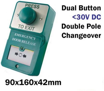 Dual Unit Green Domed Press to Exit and Emergency Door Release