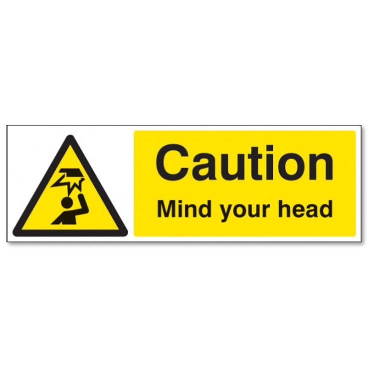 Caution Mind Your Head Sticker/Sign 300mm x 100mm 