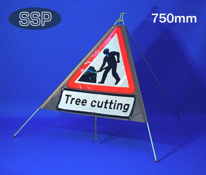 Men At Work with Tree Cutting Supplementary Plate 750mm Road Traffic Sign 