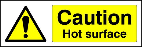CAUTION HOT WATER self adhesive stickers 6 x 70mm safety signs home or work. 