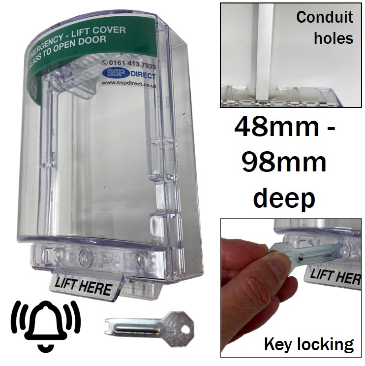 Locking Emergency Exit Break Glass Cover with key and plastic lock