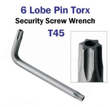 SECURITY TORX PIN TX25 T25 ALLEN L KEY STAR WITH HOLE FOR PIN 90 DEG ANTI TAMPER 