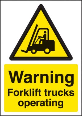 Warning forklift trucks operating sign